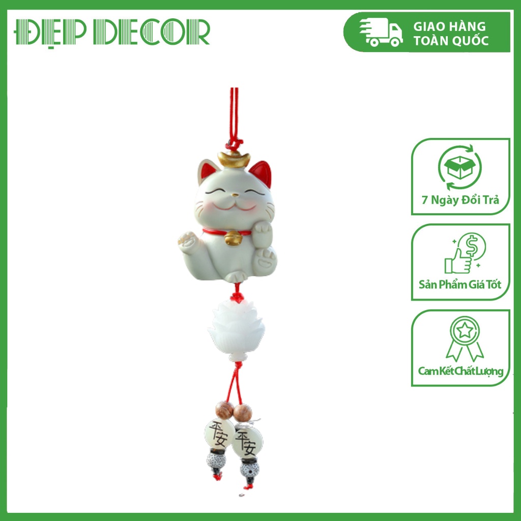 Dây Treo Trang Trí Kính Chiếu Hậu Xe Hơi Mèo Thần Tài May Mắn Giúp Gia Chủ Bình An Tài Lộc - ĐẹpDecor