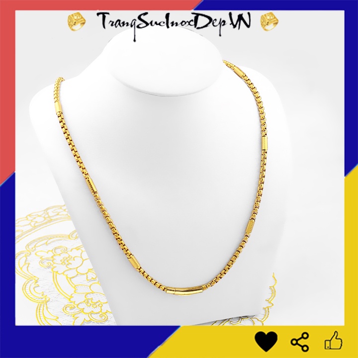 Dây chuyền inox 4 ly bọc khoen mạ vàng khóa gài Vip sáng đẹp, bền màu đem lại vẻ đẹp sang trọng cho người đeo