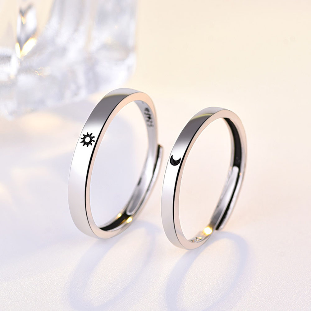 Sliver Adjustable Moon And Sun Couple Ring Valentine's Day Present