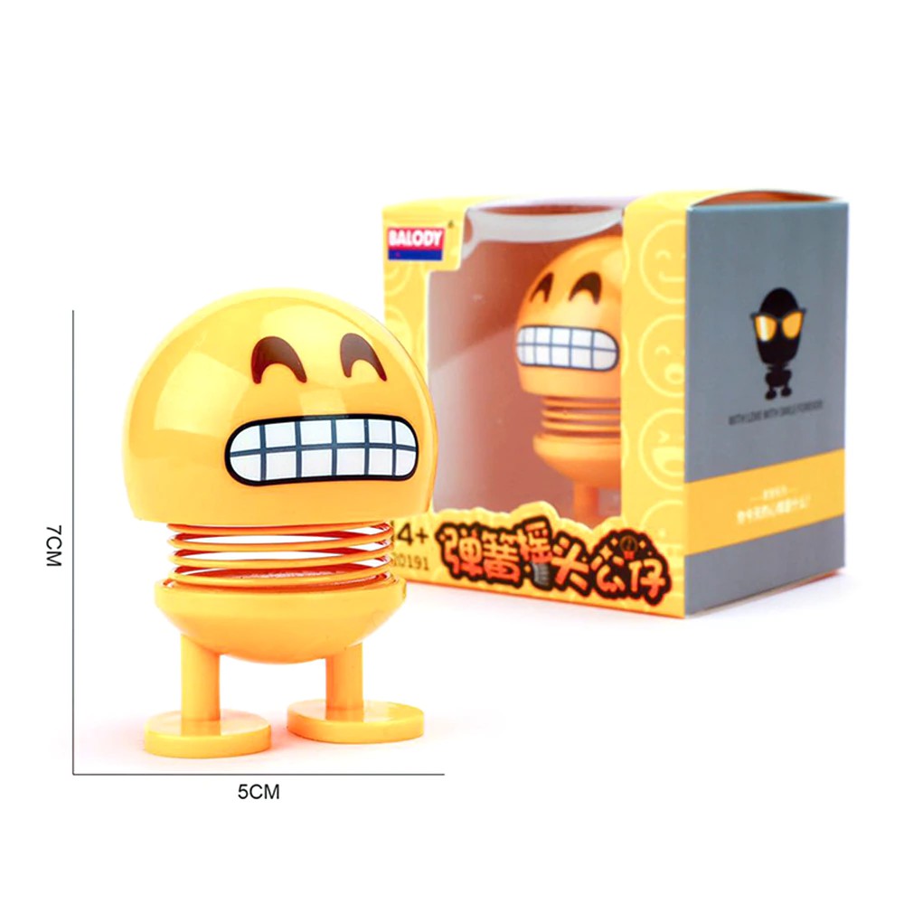 Thú nhún lò xo mặt emoji dễ thương dùng trang trí xe hơi