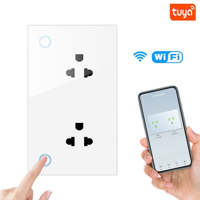 Ổ Cắm Thông Minh Wifi Tuya Âm Tường 10A, Hình Chữ Nhật Điều Khiển Từ Xa Qua App Smart Life - Bảo Hành 12 Tháng