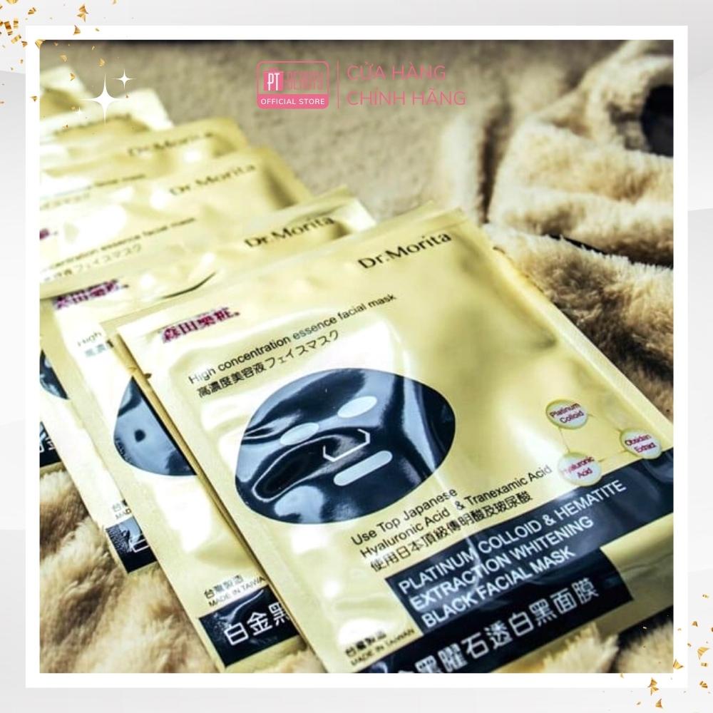 Mặt Nạ Cấp Ẩm Trắng Da Dr.Morita Platinum Colloid & Hematite Extraction Whitening Black Facial Mask set 5 miếng