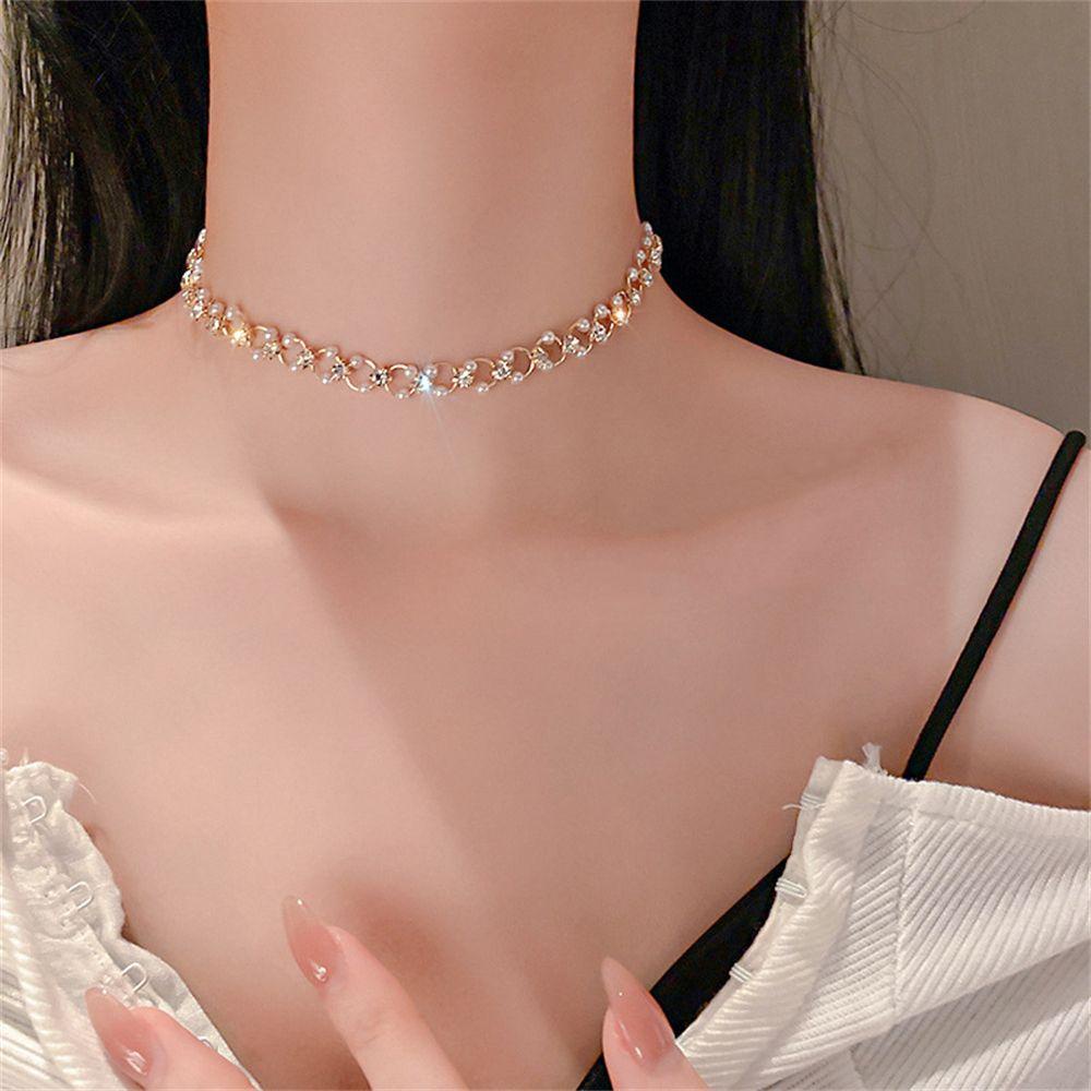 Vòng cổ Ngọc Trai Tinh Tế Thời Trang|Ngọc Trai Khảm Đơn Giản