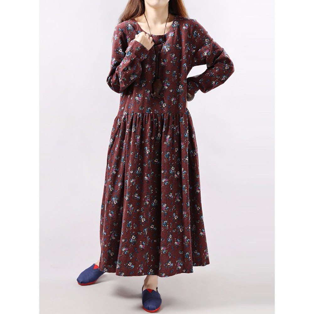 Đầm maxi in họa tiết hoa size lớn trang nhã xinh xắn dành cho nữ | BigBuy360 - bigbuy360.vn