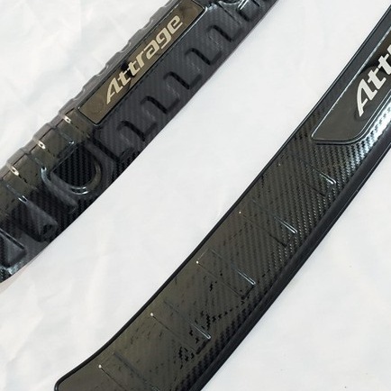 Chống Trầy Cốp trong, ngoài, Ốp Bậc Cốp CARBON Xe Mitsubishi Attrage 2015- 2022 vân cacbon Cao Cấp