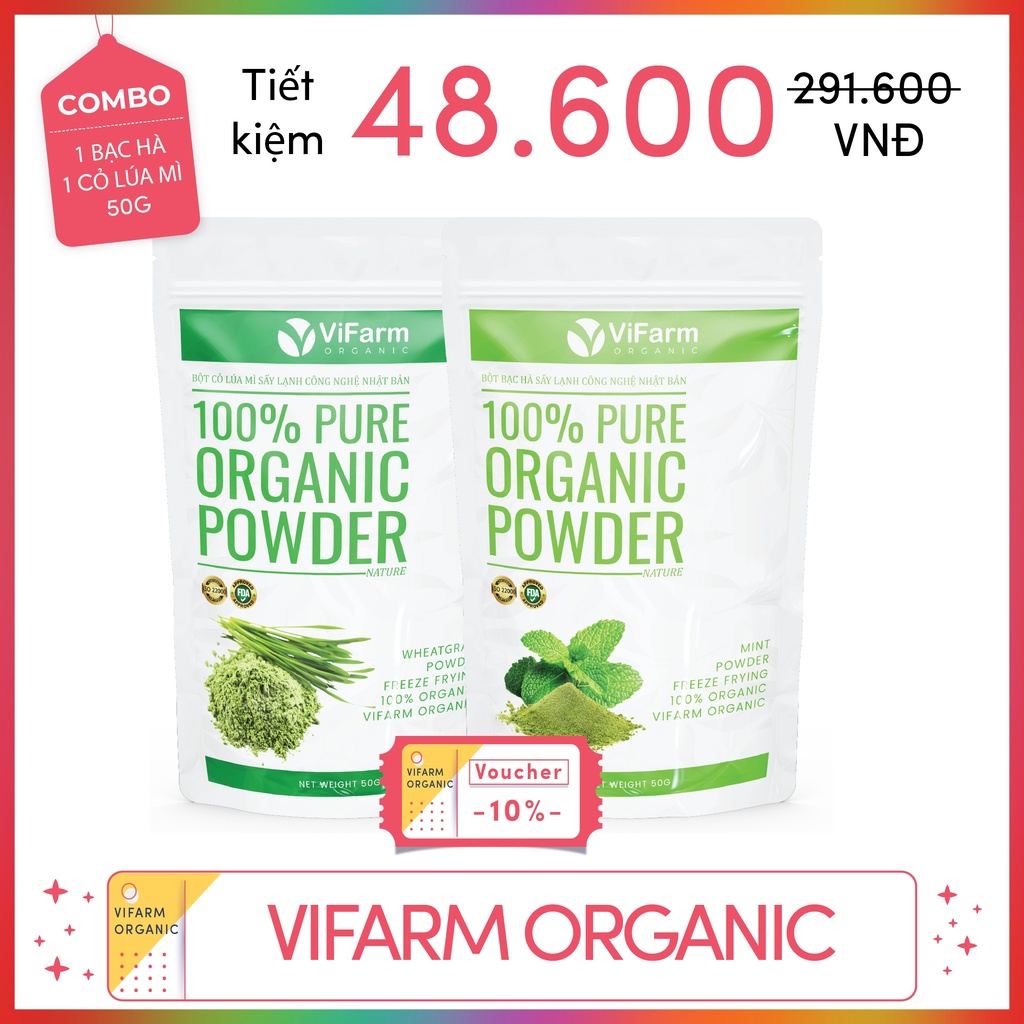 Bột Bạc Hà Nguyên Chất ViFarm 50Gram, Công Nghệ Sấy Lạnh Nhật Bản, Bột Bạc Hà Đắp Mặt, Dưỡng Da, Giảm Mụn