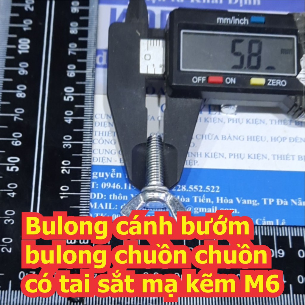 Bulong bu lông vặn tay tai sắt cánh bướm chuồn chuồn mạ kẽm M4 M5 M6 M8 dài 10~40mm kde7140