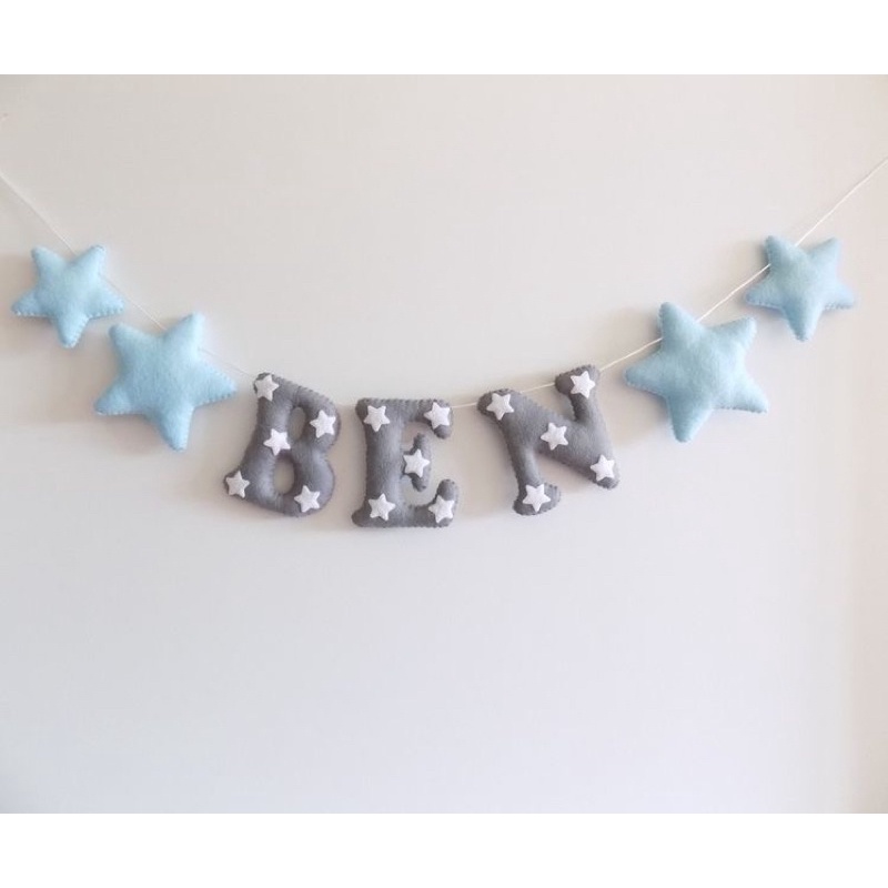 Bảng tên treo phòng ngủ handmade, bảng tên trang trí thôi nôi cực đẹp mẫu Chữ kèm Sao