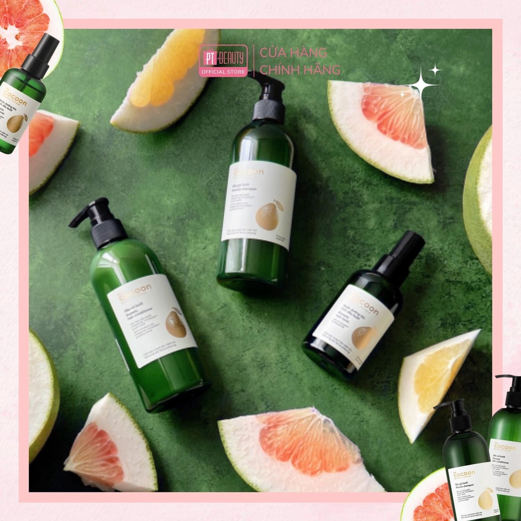 COMBO gội xả bưởi 3 bước không sulfate giảm gãy rụng tóc Cocoon