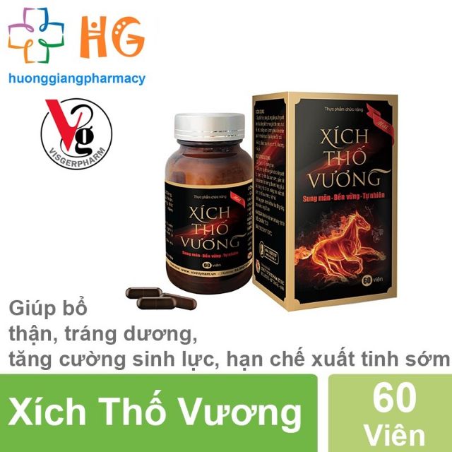 Xích Thố Vương - Giúp bổ thận, tráng dương, tăng cường sinh lực, hạn chế xuất tinh sớm ( Lọ 60 Viên)
