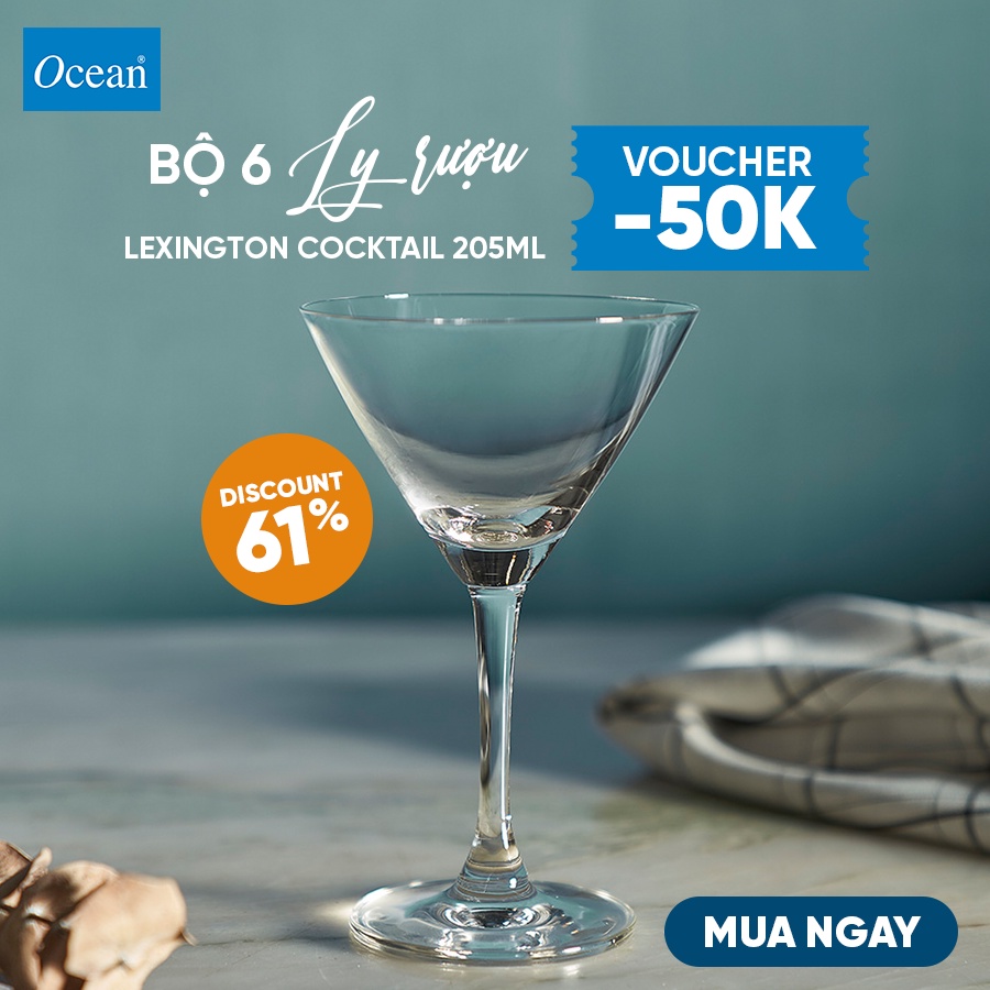 Bộ 6 ly rượu thủy tinh Ocean Lexington cocktail 205ml