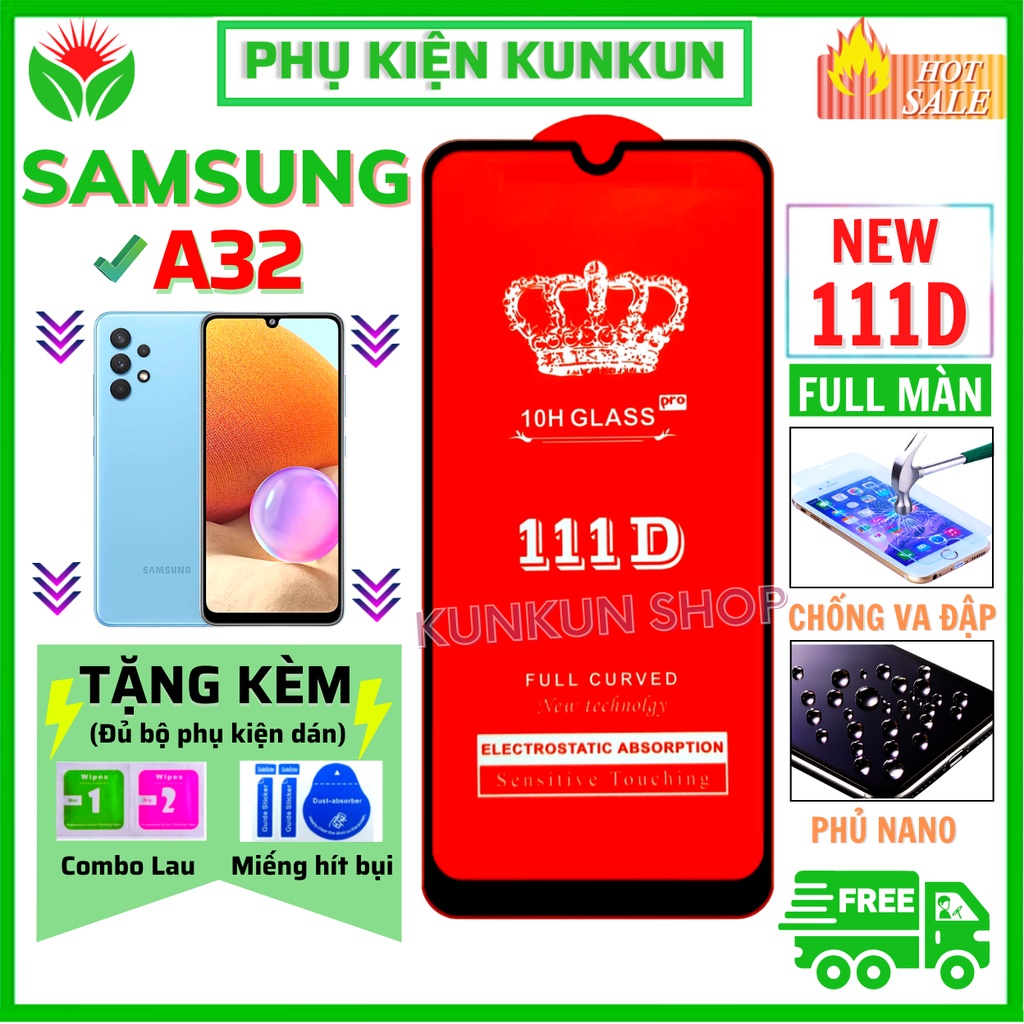 Kính Cường Lực SamSung A32 [4G, 5G] - Cao Cấp - Dán Full màn hình 111D - Độ cứng 10H - Độ trong suốt điện thoại cực cao