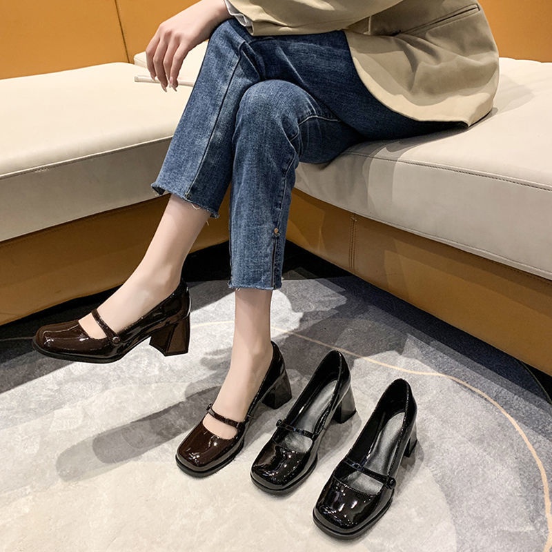 Giày cao gót Mary Jane Giày Cao Gót Thiết Kế Mới Thời Trang Mùa Xuân Theo Phong Cách Pháp