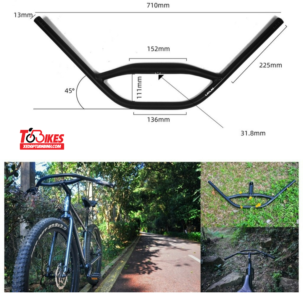 Ghi đông xe đạp lklm dual bar hợp kim nhôm