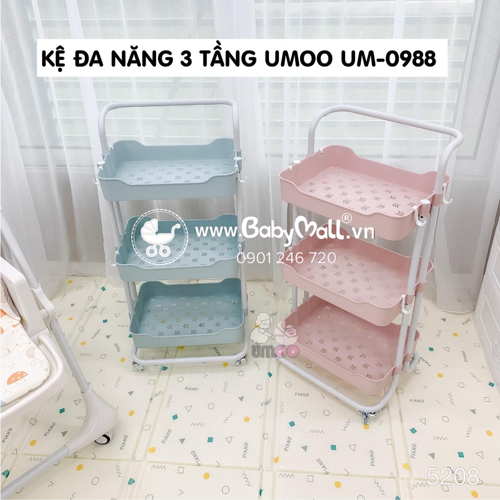 Kệ Đa Năng 3 Tầng Cao Cấp Có Bánh Xe Umoo 5208