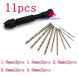 Khoan tay mini đen + 10 mũi khoan