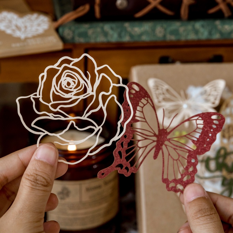 Set 10 Tấm Thẻ In Hình Cây Hoa/Bướm Phong Cách Vintage 4 Kiểu Dáng Khác Nhau Dùng Trang Trí DIY