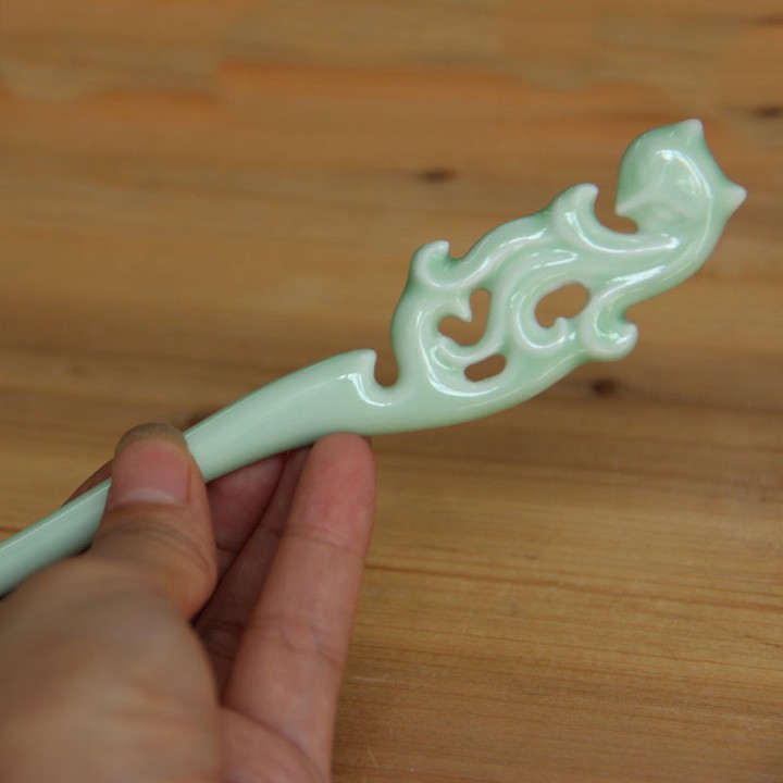 Trâm cài tóc họa tiết hồ ly chất liệu sứ ceramic vấn tóc cổ trang cosplay cổ phục việt phục