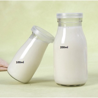 Chai thủy tinh 100ml 200ml nắp nhựa đựng nước, sữa hạt, nước ép trái cây