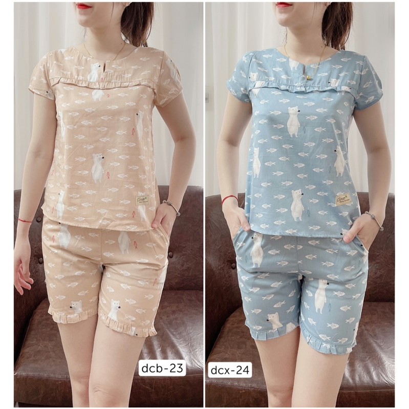 Set đồ đùi mặc nhà vải Kate thô( lụa) thoáng mát