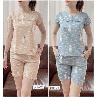 Set đồ đùi mặc nhà vải Kate thô( lụa) thoáng mát