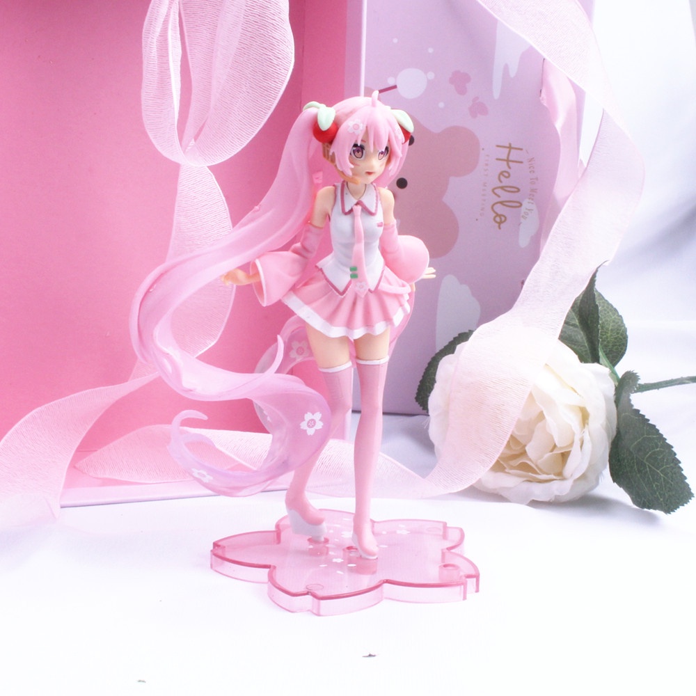 Mô Hình Đồ Chơi Nhân Vật Hatsune Miku Bằng PVC Màu Hồng Sakura