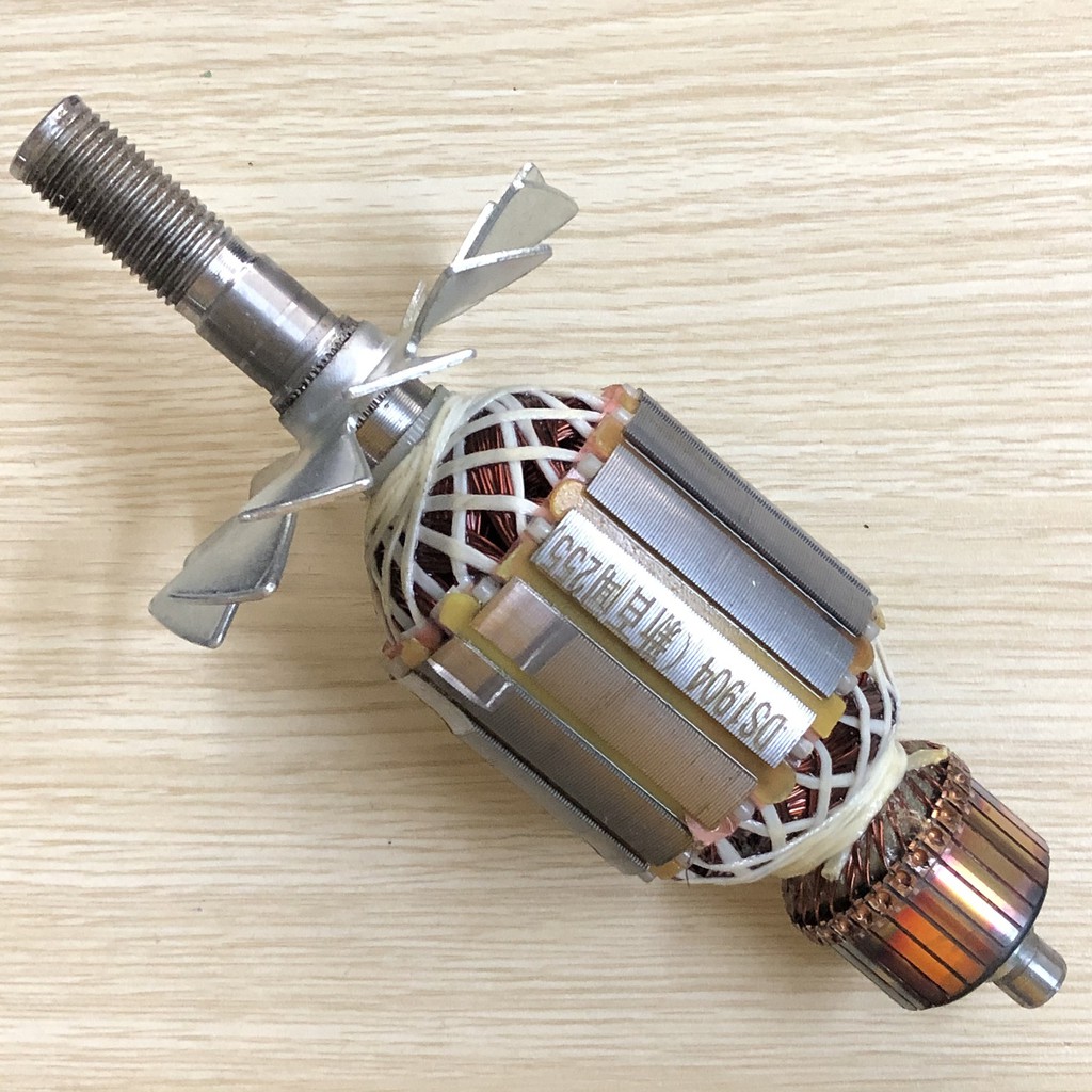 Rotor cắt nhôm dây curoa thân 57mm Dài 196mm dây đồng 220V - Tặng chổi than