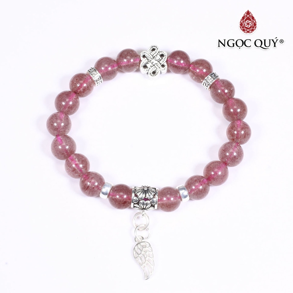 Vòng TA dâu mix charm cánh bạc - Ngọc Quý