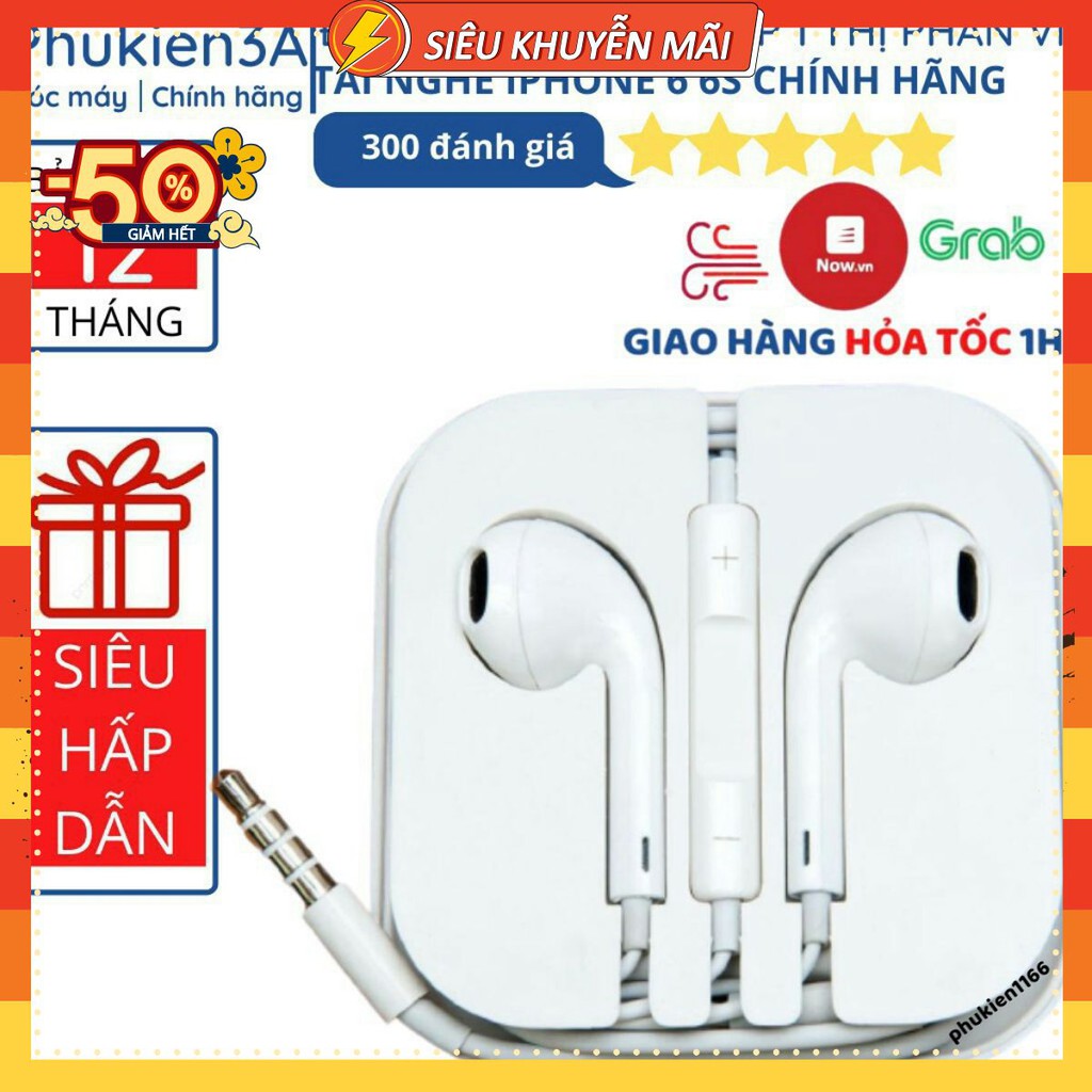 Tai nghe iphone 6 6s plus chính hãng jack3.5mm hàng cao cấp chất lượng lỗi 1 đỏi 1