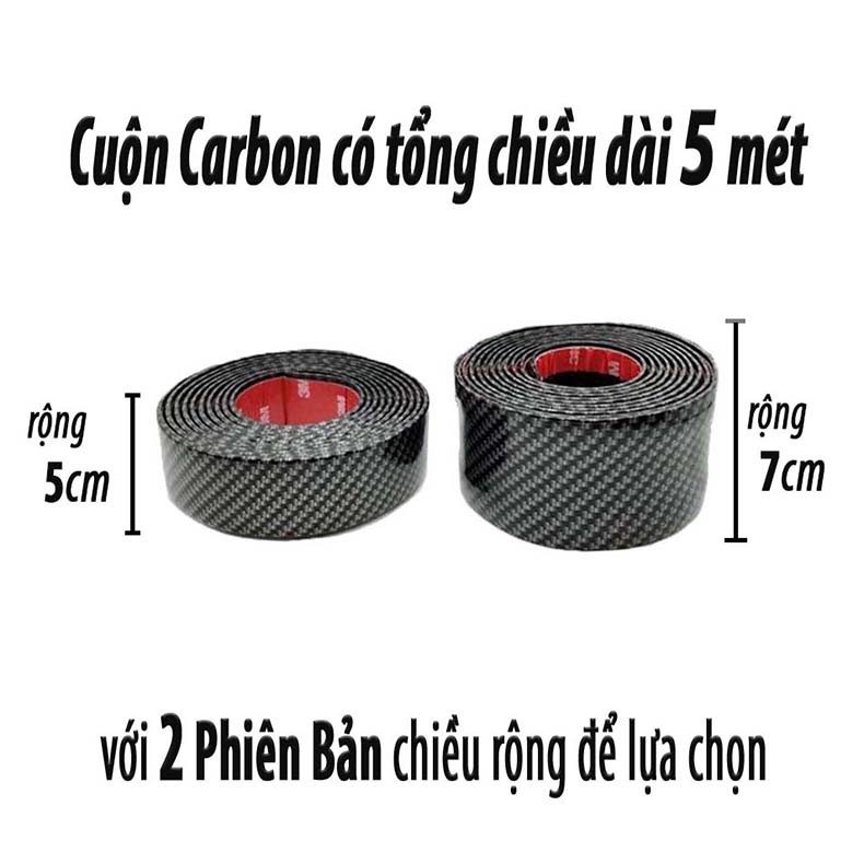 Decal Carbon Dán Xe Ô Tô - Chống Trầy Xước - Rộng 5cm-7cm