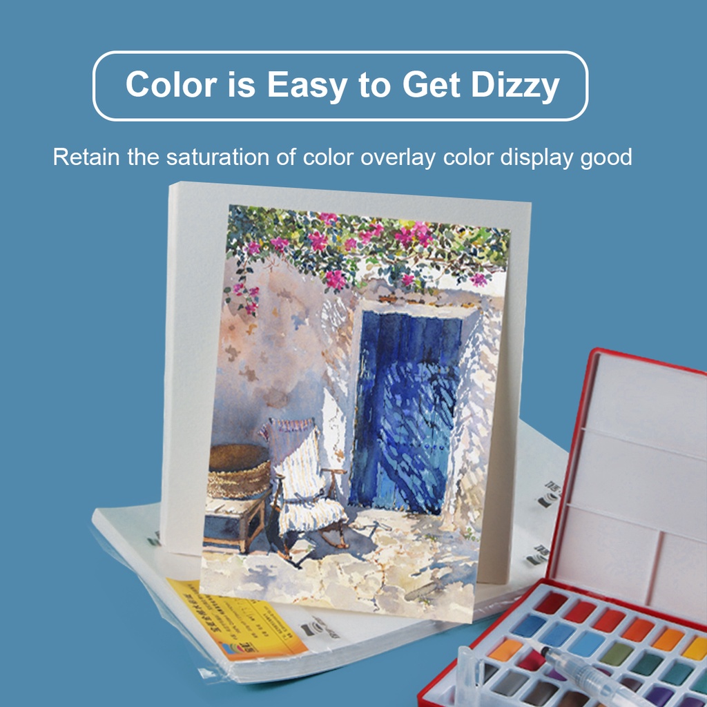 Set 10 / 20 tờ giấy nén SEAMIART 300gsm 32K / 16K 100% cotton dùng để vẽ tranh màu nước