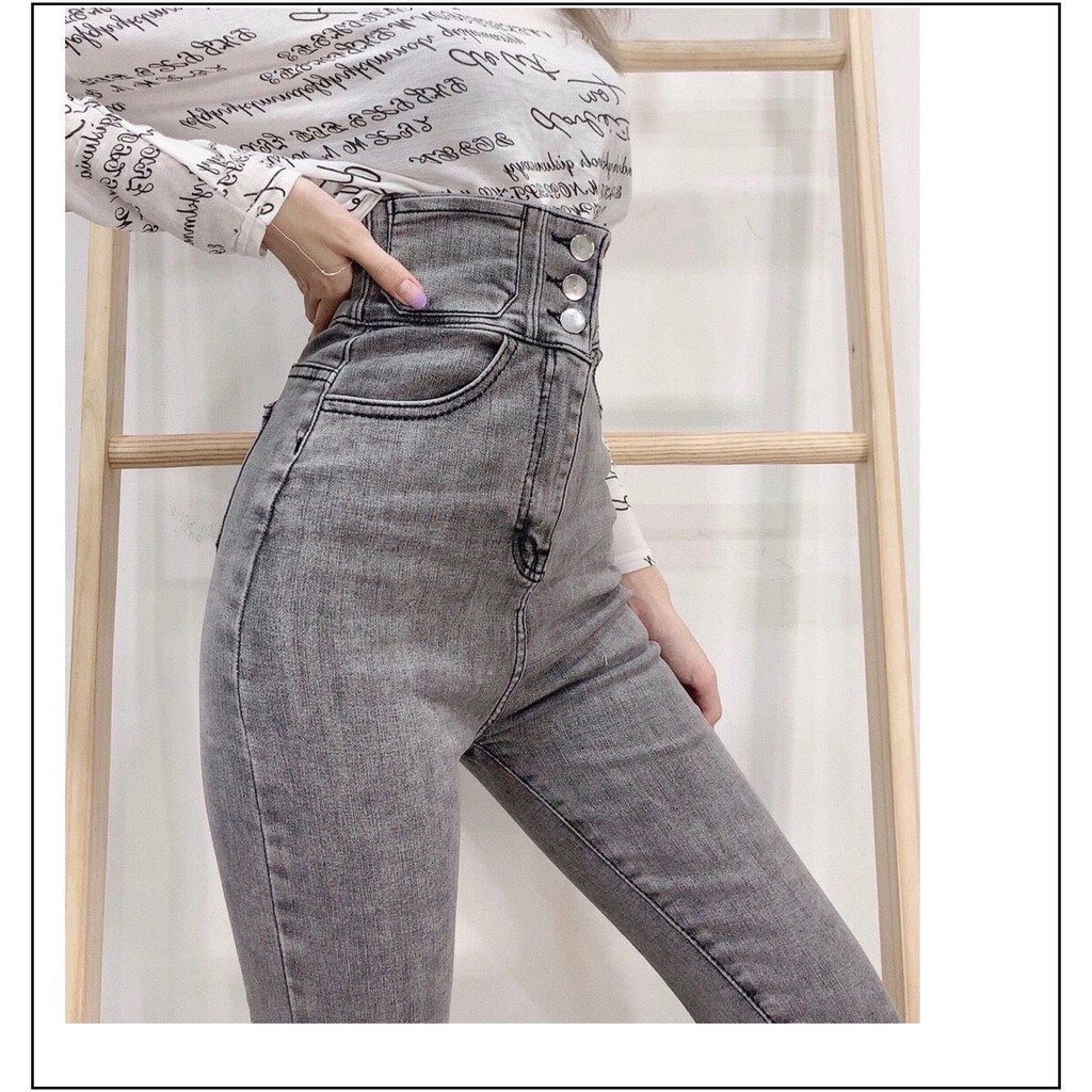 Quần jean nữ lưng siêu cao phối 3 CÚC TRƯỚC CÓ SIZE ĐẠI siêu hot VG1- 189 JLL / 8