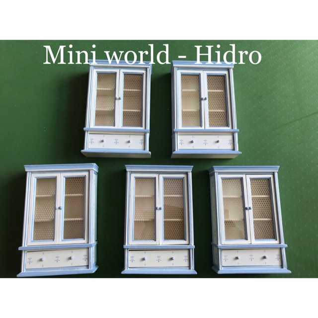 Mô hình Tủ gỗ mini trang trí nhà búp bê. Tủ bếp gỗ mini. Tủ mô hình tỉ lệ 1/12