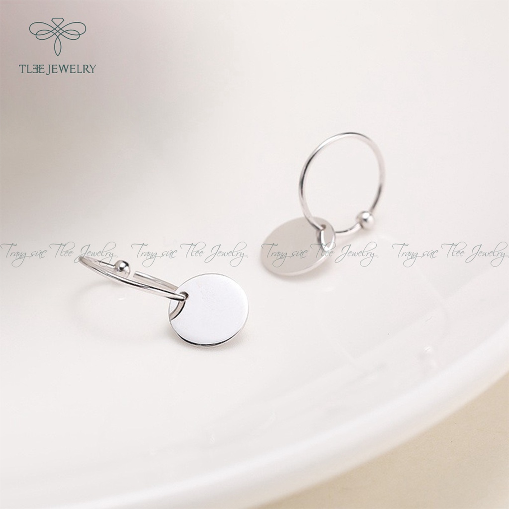 Khuyên tai bạc nữ TLEE tròn trơn mix charm dáng lạ NCJ B0143