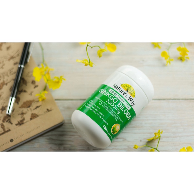 [Hàng chuẩn Úc] Viên uống bổ não Nature’s way high strength ginkgo biloba 2000mg 120 viên của Úc