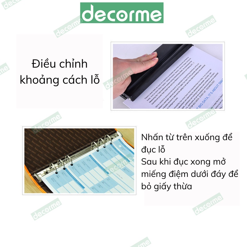Bấm lỗ sổ còng DecorMe 6 lỗ KEY bấm lỗ giấy A5 A6 A7 6 lỗ kìm bấm giấy refill