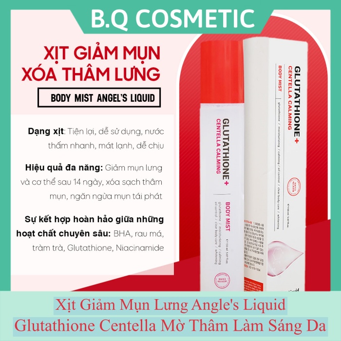 [Hot Deal] Xịt Giảm Mụn Lưng Angle's Liquid Glutathione Centella Mờ Thâm Làm Sáng Da