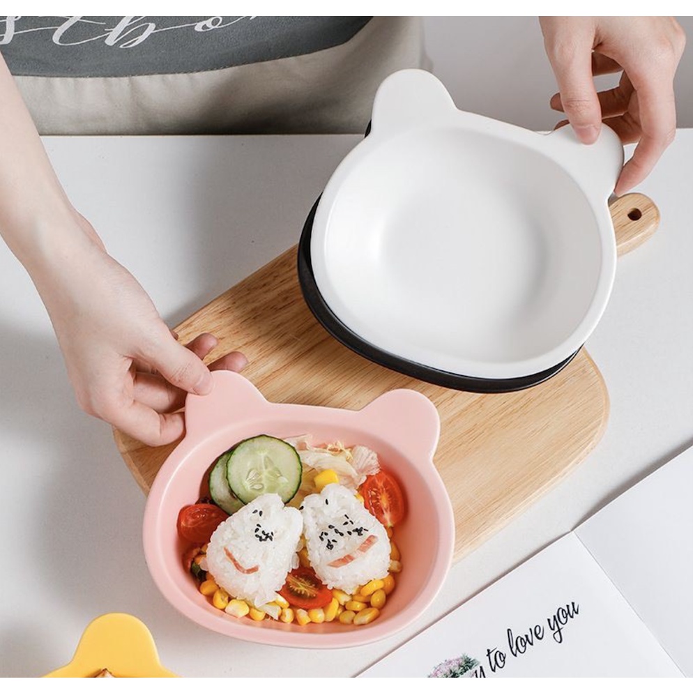 Bát Sứ Ăn Dặm, Bát Gốm Sứ Trang Trí Hình Gấu 300ml PUPUKIDS