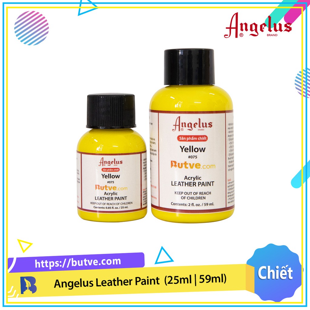 Màu acrylic vẽ da chuyên dụng Angelus Leather Paint - Yellow (25ml | 59ml)