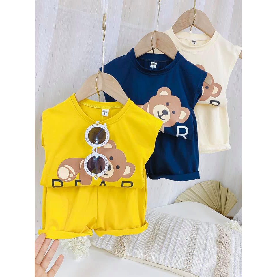 BỘ BA LỖ GẤU NÂU  BEAR CHO BÉ CHẤT COTTON SIÊU MÁT( ẢNH THẬT)