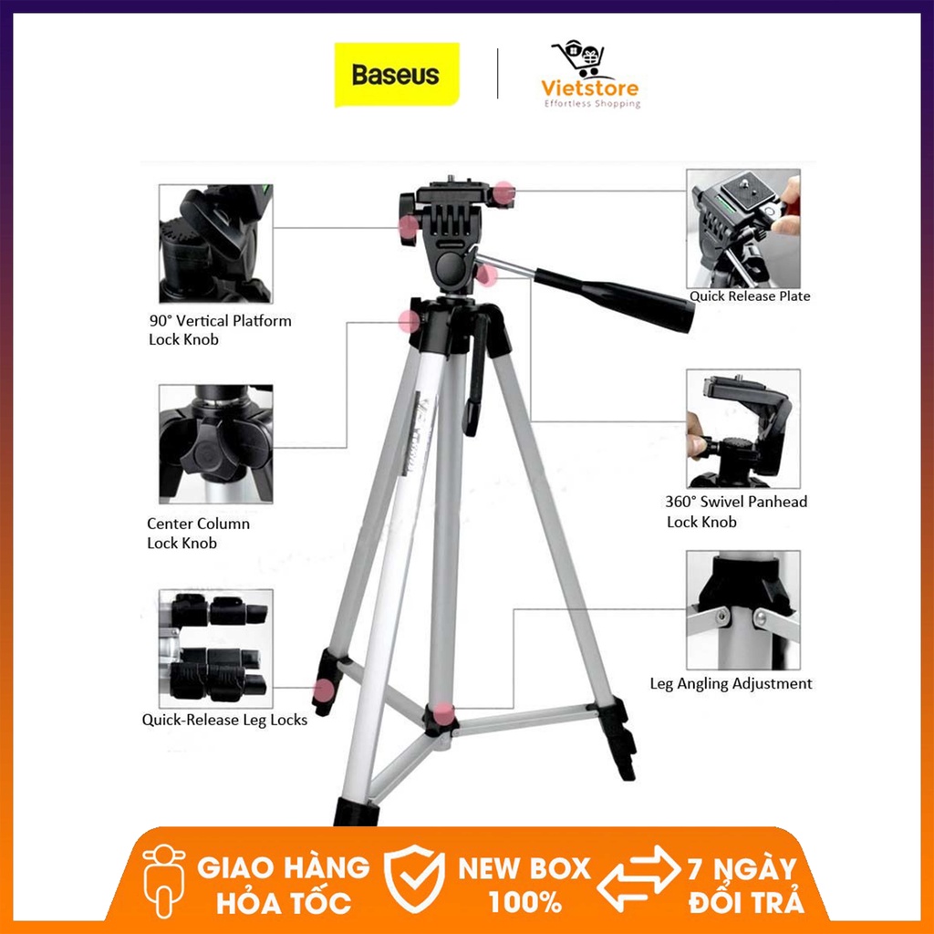 Chân máy ảnh chuyên nghiệp cỡ lớn Tripod 330A cho máy ảnh máy quay phim và điện thoại - nhôm siêu nhẹ siêu bền