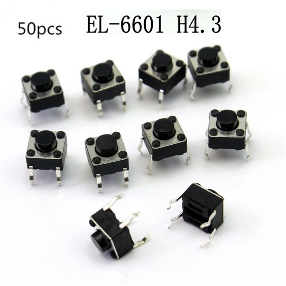 Set 50 Nút Bấm Công Tắc Micro 4 Chấu 6x6 X 4.3mm Nhiều Màu Siêu Bền Tiện Dụng