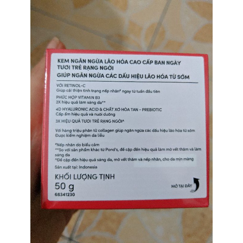 (NHẬP KHẨU INDONESIA ) KEM PONDS CHỐNG LÃO HÓA NGÀY / ĐÊM 50G CÓ TEM PHỤ