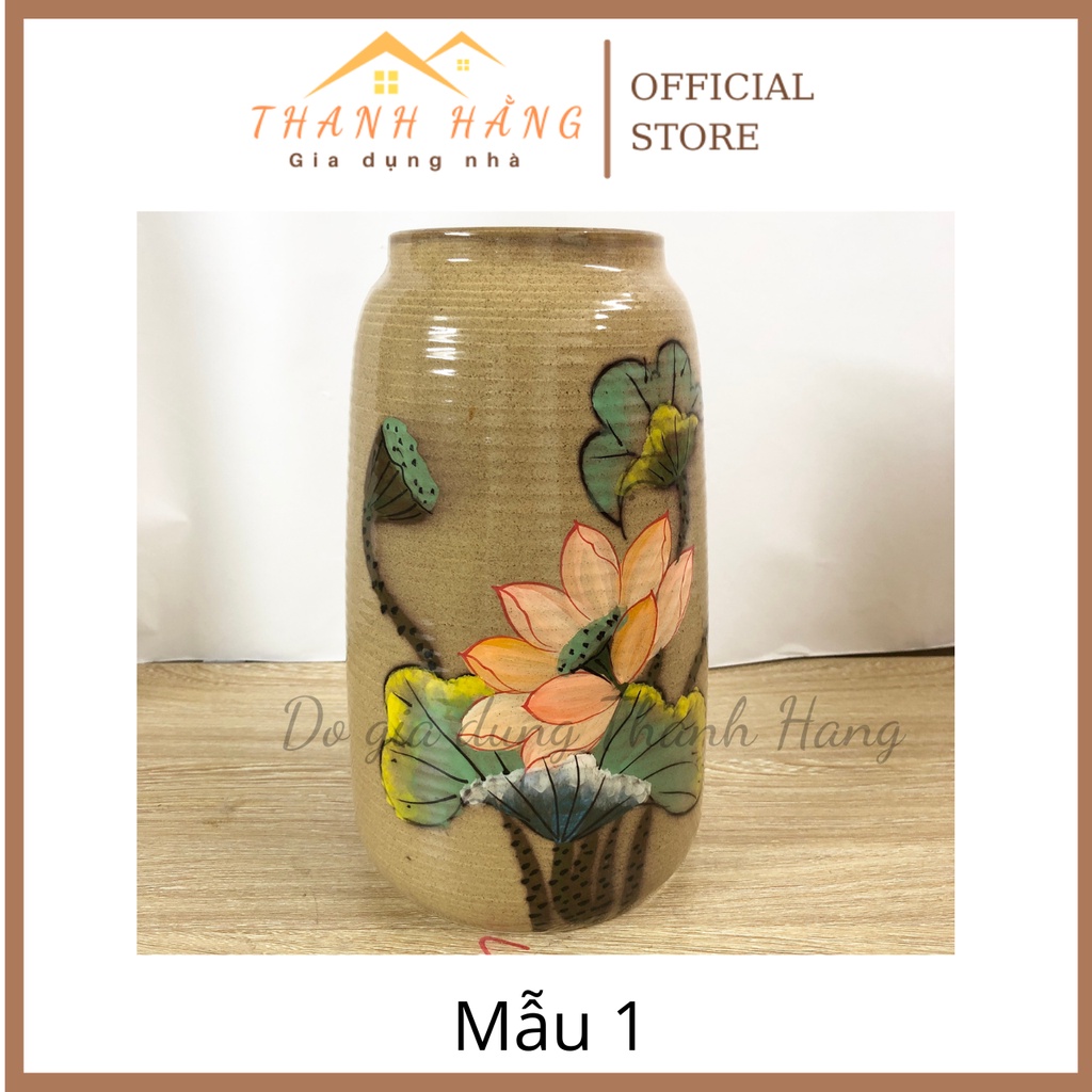 Bình hoa trụ sen trơn cắm hoa Bát Tràng đẹp sang trọng freeship