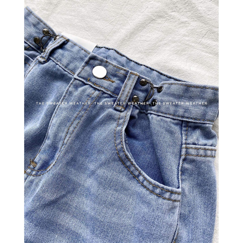 Quần jeans suông nẹp gài eo (Ảnh thật) | BigBuy360 - bigbuy360.vn