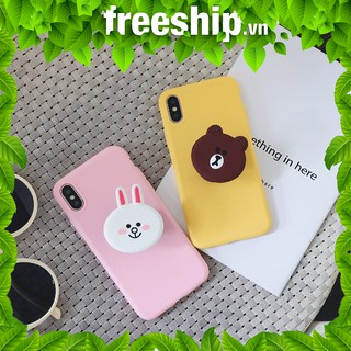 Ốp iPhone Thỏ, Gấu và Mắt xanh cho iPhone 6 đến XS MAX Kèm giá đỡ ốp b28