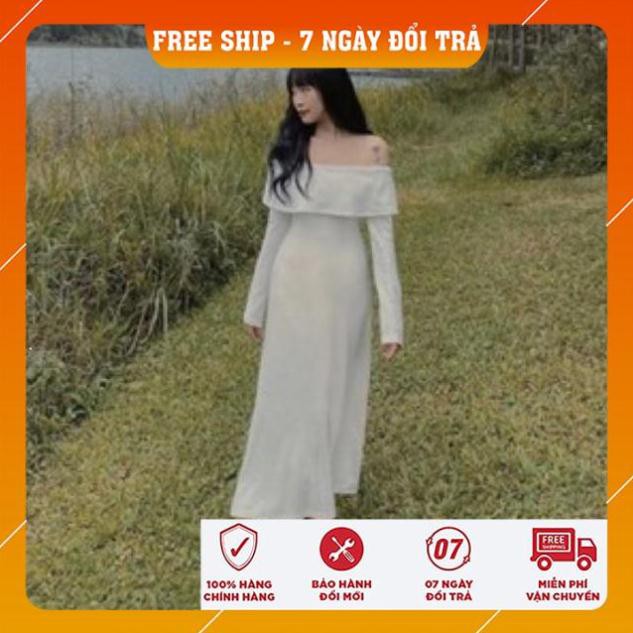 Váy len body - Đầm dự tiệc - Váy trễ vai body len tăm tay dài thiết kế - HÀNG THIẾT KẾ | BigBuy360 - bigbuy360.vn