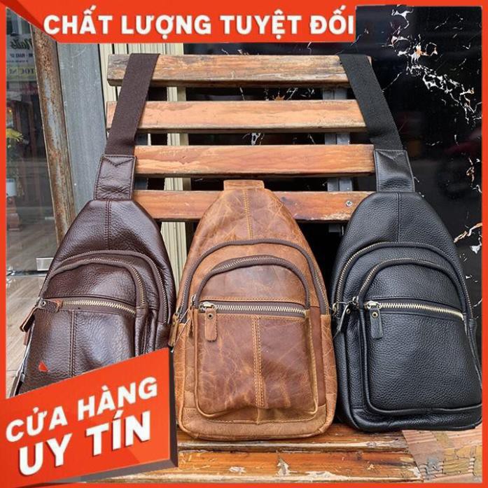 [ Da Cao Cấp 100% ] Túi Đeo Chéo Da Bò Thật Bảo Hành Ba Năm CB03