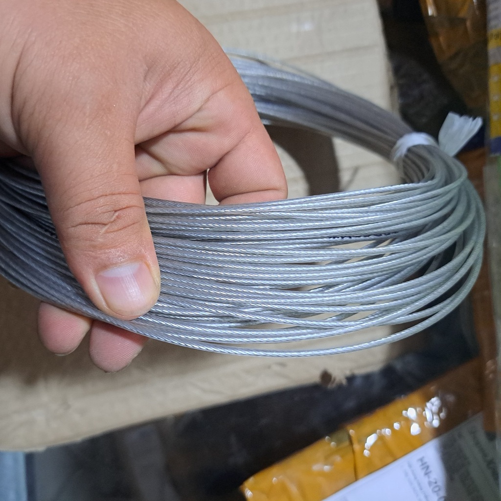 Dây phơi quần áo loại tốt cáp bọc phi 5 tặng kèm 2 nở sắt, 2 ốc xiết, 1 tăng đơ M6