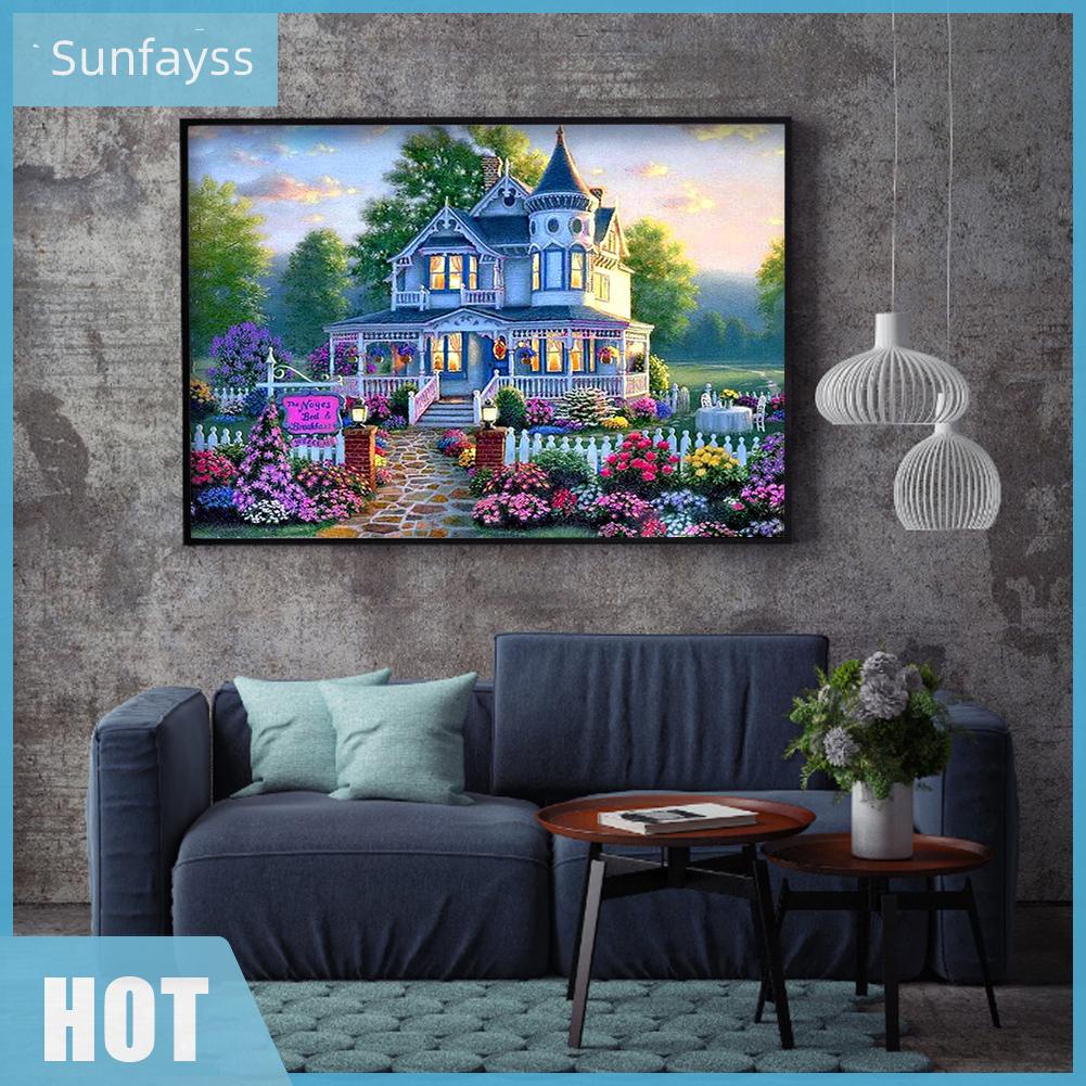 Bộ Tranh Thêu Chữ Thập Tự Làm Hình Phong Cảnh Trang Trí Sân Vườn